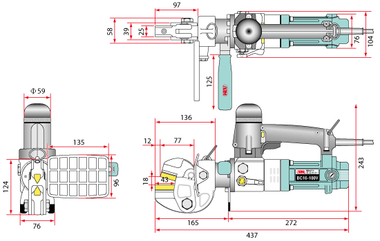 ボルトカッター（電動油圧式）寸法図